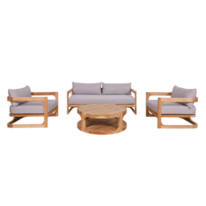 Meubles de maison, table basse rectangulaire en teck, table centrale en bois massif pour salon, style fermier - Product Image 5