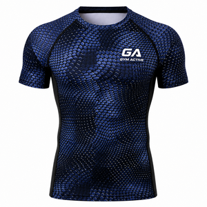 T-shirt de compression éco-responsable à manches longues pour homme, imprimé 3D sur le devant, pour le sport, la gym, le fitness, vêtements de sport personnalisés - Product Image 6