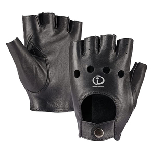 Guantes de moto acolchados de medio dedo para hombre, de cuero, Color negro, para jóvenes - Product Image 3