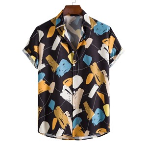 Chemise en lin personnalisée pour hommes Chemises pour hommes à manches courtes avec poche sur la poitrine et boutons - Product Image 6