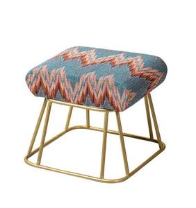 Fancy rectangular footrests ottoman gold metal legs sitting <b>stool</b> usage home hotel room restaurant indoor outdoor living room - Product Image 1