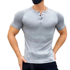 Venta al por mayor peso ligero nueva llegada hombres gimnasio camiseta lisa Fitness manga corta Fitness 100% algodón camiseta para hombres corte Suelto - Product Image 6