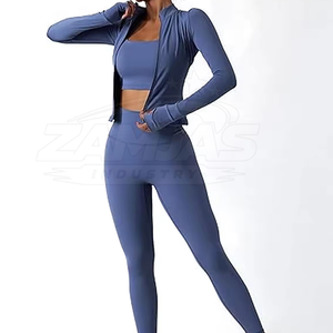 Diseña tu propio conjunto de yoga para mujer, ropa deportiva para gimnasio, conjunto de yoga para mujer con cierre de cremallera, nuevo estilo, conjunto de yoga para mujer en venta - Product Image 3