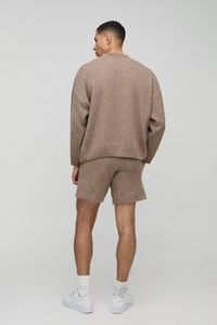 À la mode hommes surdimensionné Boxy Fit tricoté ensemble court survêtements qualité supérieure respirant tenue décontracté pull survêtements pour hommes - Product Image 2