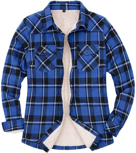 Chemises en flanelle pour hommes de haute qualité en polyester/coton, col roulé, uni, manches longues, coupe régulière, séchage rapide, respirant - Product Image 1