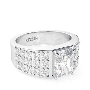 Anillo de Diamante Ecológico de Corte Radiante de 2.00 CT para Hombre con Detalles Decorativos - Product Image 4