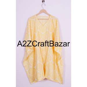 Caftán Corto de Algodón con Estampado Floral para Mujer, Vestido de Playa Bohemio, Holgado, Transpirable y Cómodo para el Verano - Product Image 6