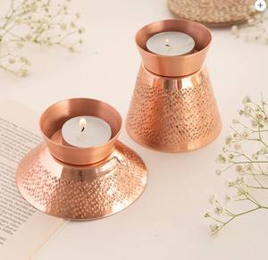 Nuevo portavelas decorativo para el hogar en forma cilíndrica grabado de Metal decorativo votivo en acabado rústico para hotel en casa - Product Image 6