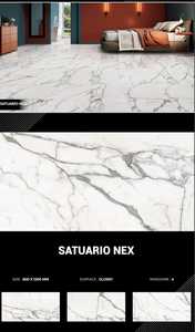 Goodone Modern 60X120 Polished White <b>Ceramic</b> Floor Tile Solid Texture Porcelain for Living Room for Apartment Use - Product Image 6