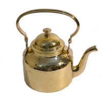 Carafe à café arabe traditionnelle en laiton avec poignée, couvercle en dôme et bec verseur, sans BPA - Pour un service élégant et une présentation culturelle