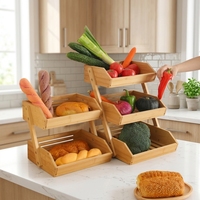 Étagère de rangement autoportante à 3 niveaux en bambou pour comptoir de cuisine, organisateur d'épices, pour salle de bain, garde-manger, fruits, légumes, en vrac, OEM personnalisé