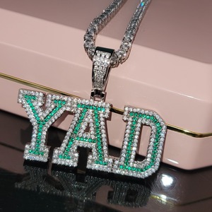 Meilleure offre, collier pendentif hip-hop en argent 925 avec diamant moissanite VVS, personnalisé avec un nom, glacé, pour hommes, à prix réduit - Product Image 2