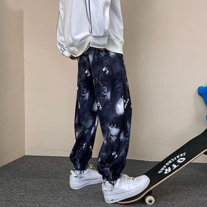 กางเกงวอร์มผ้าฝ้ายพรีเมียมทรงหลวมสำหรับผู้หญิงไซส์พลัส เอวกลาง ยางยืด ลายมัดย้อม สไตล์สตรีทแฟชั่นฤดูหนาว  รับสั่งทำสีและโลโก้ - Product Image 4