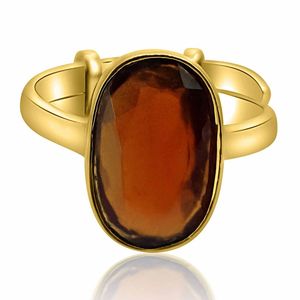 Granate Hessonita Natural Certificado (Gomed) 3.25-12.25 Ratti, Anillo Ajustable con Engaste de Bisel Ashtdhatu, Gema Astrológica Fina - Product Image 1