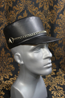 Sombrero Kepi de estilo europeo, sombreros elegantes de cuero negro, tienda en línea 100%, piel de cordero auténtica, nuevo