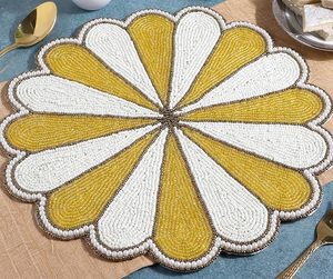 Best Luxury Pineapple Yellow Glass <b>Beads</b> <b>Placemat</b> Christmas Party Tableware Decorative Theme Design - Product Image 2