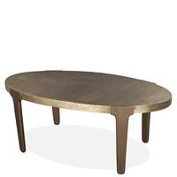 Table basse vintage en métal de qualité exceptionnelle, finition en laiton antique, plateau ovale, table basse de faible hauteur pour le salon