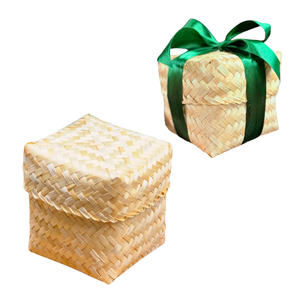 Handmade Cube BAMBOO <b>BASKETS</b> Rustic Style for Gift Packaging Ideal for Elegant & Sustainable Wedding Gift Sets - Product Image 1