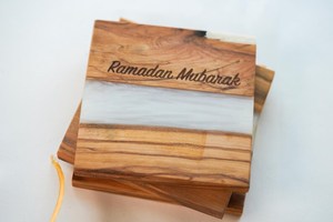 Eco-Friendly Mango Wood Coasters in Decorative Box, <b>Polished</b> Wooden and Stone Drink <b>Pad</b> Set for Gifting, Export, Wholesale - Product Image 5