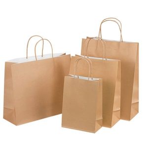 Bolsa de papel Kraft de compras de alta calidad con asa Venta directa de fábrica $1 Promoción para pedido de muestra para envasado de alimentos - Product Image 3