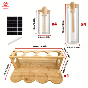 10oz Airtight Dry Kitchen Organizers Pasta Storage <strong>Spaghetti</strong> Food Containers Glass <strong>Jars</strong> with Bamboo Lids Candy Spice <strong>Jars</strong> - Product Image 2