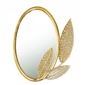 Espejo de Pared Moderno y Elegante de Primera Calidad con Marco de Aluminio, Diseño de Hojas Personalizado, Forma Ovalada, Precio Accesible - Product Image 1