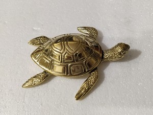 Tortoise Brass Decorative Metal Animal Sculpture Statue <b>Hand</b>-<b>Cast</b> Table Top Gift - Product Image 2