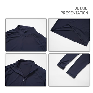 Sweat-shirt à fermeture éclair 1/4, coupe ajustée, logo personnalisé, léger, manches longues, respirant, séchage rapide, protection UV, sweat-shirt de course pour homme, faible MOQ - Product Image 5