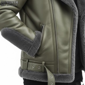 เสื้อโค้ทหนังขนสัตว์คอปกขนยาวสำหรับผู้ชายเสื้อแจ็คเก็ตบอมเบอร์แฟชั่นสำหรับผู้ชายมีหลายกระเป๋างานตามสั่งสำหรับฤดูหนาว - Product Image 5