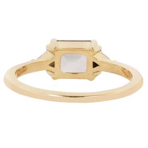 Anillo de Compromiso de Oro Puro con Zafiro Azul Corte Esmeralda, Anillo de Oro Puro de 14K/18K con Diamante Cultivado en Laboratorio con Engaste de Puntas - Product Image 2