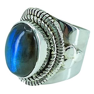 Boho Chic <b>Labradorite</b> Oval <b>Ring</b> 925 Sterling Silver Handmade Perfect Gift for Her Birthday Geometric November Birthstone Jewelry - Product Image 1
