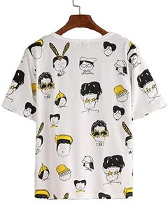 T-shirts à manches courtes imprimés personnalisés pour femmes Tissu tricoté décontracté écologique avec décoration de plumes - Product Image 1