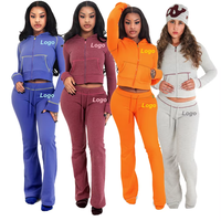 Ensemble femme en tricot à manches longues, motif gaufré rayé, automne 2026, sweat-shirt et pantalon évasé à pattes d'éléphant, ensemble 2 pièces