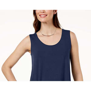 Canotta Basic da Donna JM con Scollo Rotondo, Traspirante ed Elastica, in Maglia Senza Cuciture e Corta, Blu, Taglia Unica - Product Image 3