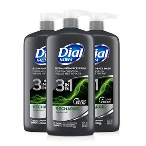 Dial Men 3 en 1, Jabón para Cuerpo, Cabello y Rostro, Recargable, 69 fl oz (3-23 fl oz Botellas) - Product Image 5