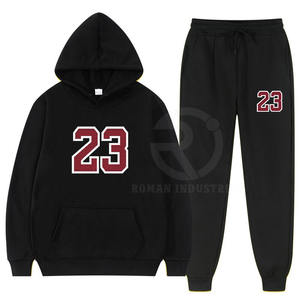 Hot Selling Sportswear <b>Applique</b> Patches Letters & Name Embroidered Solid 100% Cotton Fleece 350GSM Thick Tracksuits Sets - Product Image 6