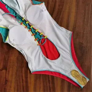 2023 nuevo traje de baño de una pieza para mujer, traje de baño Sexy con cordones florales para mujer, traje de baño sólido, ropa de playa de verano, traje de baño con volantes - Product Image 3