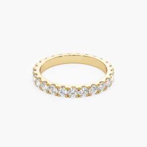 Vente en gros de bague d'éternité en diamant de laboratoire étonnamment jolie taille ronde EF-VS clarté lunette ensemble pour elle - Product Image 1