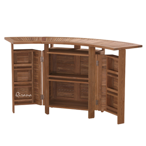 Table de bar de jardin naturelle modèle Table de bar pliable en teck avec matériau en laiton massif et durable pour les meubles de fête de boissons froides à la maison - Product Image 6