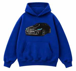 Sweat à capuche unisexe surdimensionné avec motif de voiture de sport brodé, style streetwear, avec design de voiture de luxe brodé - Product Image 4