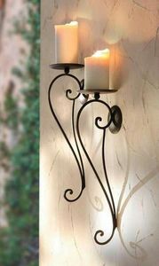 Elegant Vine Design Wrought <b>Iron</b> Wall Candle Sconce Decorative Candelabra Metal Pillar Candle Holder for Wedding Home - Product Image 3