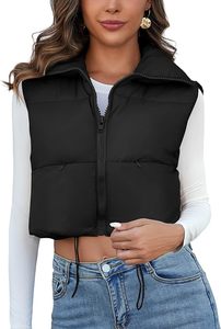 Chaqueta sin mangas recortada Reversible para mujer, el mejor chaleco acolchado de Material, cuello alto con cremallera, ropa exterior, corte perfecto, precio bajo - Product Image 3