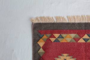 Traditional Indian Cotton Durry <b>Rug</b> Geometric Pattern Washable for <b>Bedroom</b> and Living Room - Product Image 2