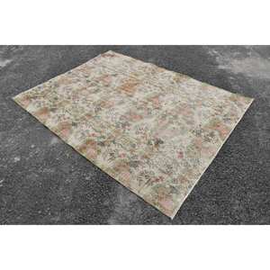 Tapis turc vintage grande surface 5.9 X 7.6ft classique Beige vert Patchwork motif laine matériau Latex support pour chambre couloir - Product Image 2