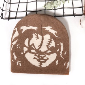 Bonnet Skully d'Hiver 100% Acrylique Motif Jacquard Style Hip-pop Sans Manchette Tricoté pour Voyage, Nouveauté - Product Image 4