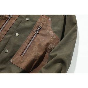 Chaquetas de solapa de primavera y otoño para hombre de Massgorule, abrigos de retales retro, chaquetas de cuero estampadas versátiles, chaquetas de trabajo de alta calidad - Product Image 6