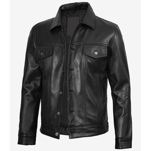 2026 OEM Best Selling Black Cowhide Leather <b>Jacket</b> For Men's Front Pockets 100%High Quality Low MOQ Winter Fashion <b>Heated</b> <b>Jacket</b> - Product Image 5
