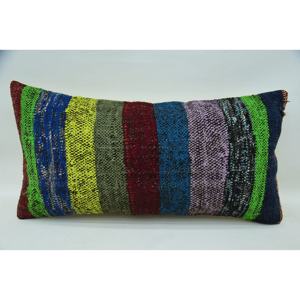 Oreiller de traversin lavable et amovible de 12x24 pouces multicolore Kantha Patchwork laine tissé motif vintage écologique antidérapant - Product Image 4