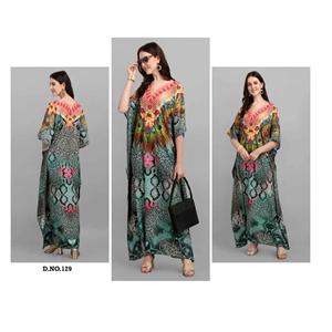Exclusif fantaisie imprimé fleuri polyester crêpe femmes longueur au sol caftan conception lourde maillots de bain Promwear Collection pakistanais - Product Image 5
