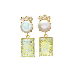 Recién llegado, pendiente de forma cuadrada geométrica con colores únicos, pendiente de piedras preciosas, diseño étnico de Gemstone - Product Image 1